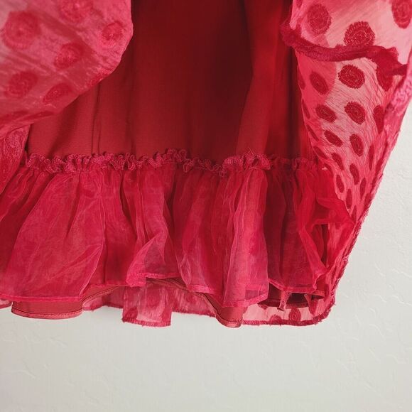 Rachel Parcell Little Girls Red Polka Dot Puff Sleeve Dress Size 5 Back Zip - Picture 6 of 10